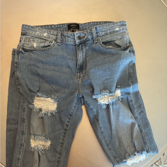 Forever 21 Slim Mid Rise Slim Leg Distressed Jeans - Picture 6 of 6